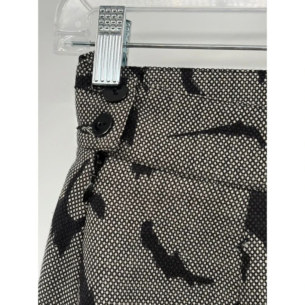 Escada Skirt Tiered Pencil Women‎ Size 6 Black White Floral Ruffle Wool